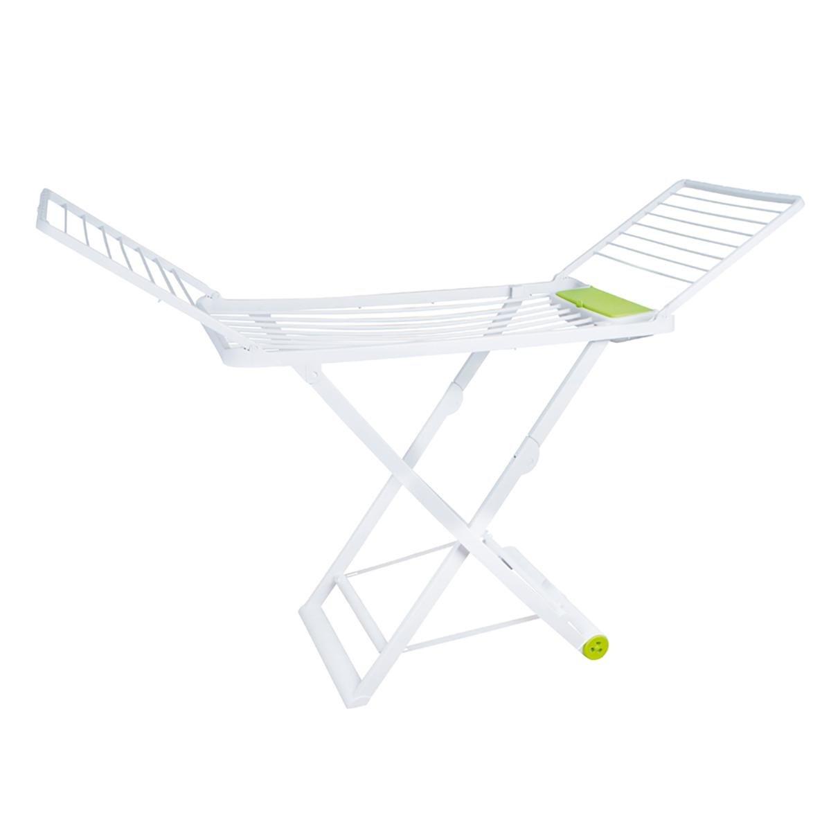 Quid Tendedero de Resina Nanni, 20 metros de tendido, Blanco, alas extensibles, plegable, ruedas, 170x53x115 cm. Fabricado en Italia.