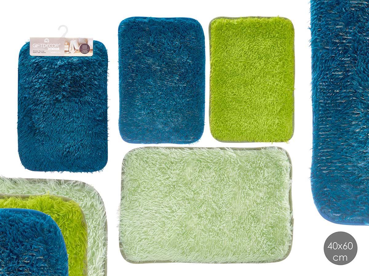 Giftdecor Alfombra de Pelo Largo 40x60 cm, 3 Tonos Verdes, Poliéster (24 Unidades)