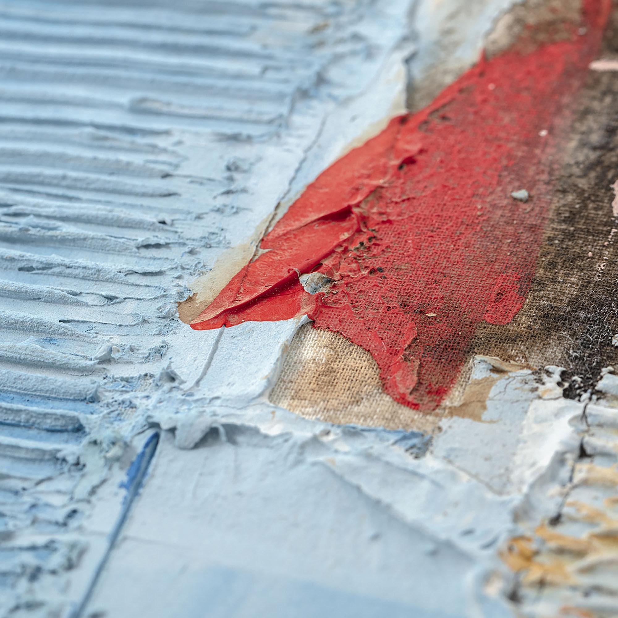 DKD Home Decor Cuadro Abstracto Pintado a Mano sobre Lienzo y Pino Azul Marrón 100x100 cm (Set 2 Unidades) 2.4 cm Fondo