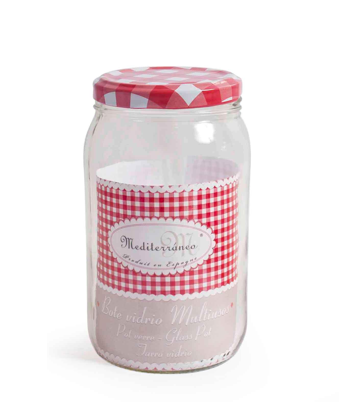 Mediterraneo Bote de Vidrio con Tapa 2L (1/2 Galón) Ø12x20.5 cm (6 Unidades)