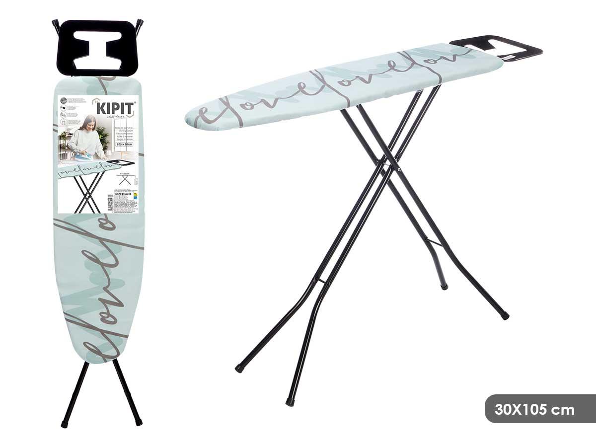 Kipit Tabla de Planchar Love 30x105 cm, Verde/Negro, Metal y Tela (4 Unidades)