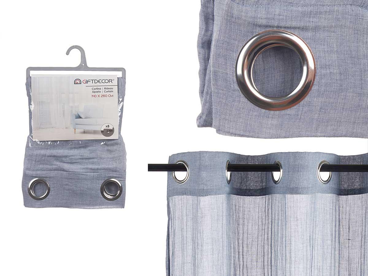 Giftdecor Cortina Azul 140x260 cm - Poliéster y Algodón (6 Unidades)