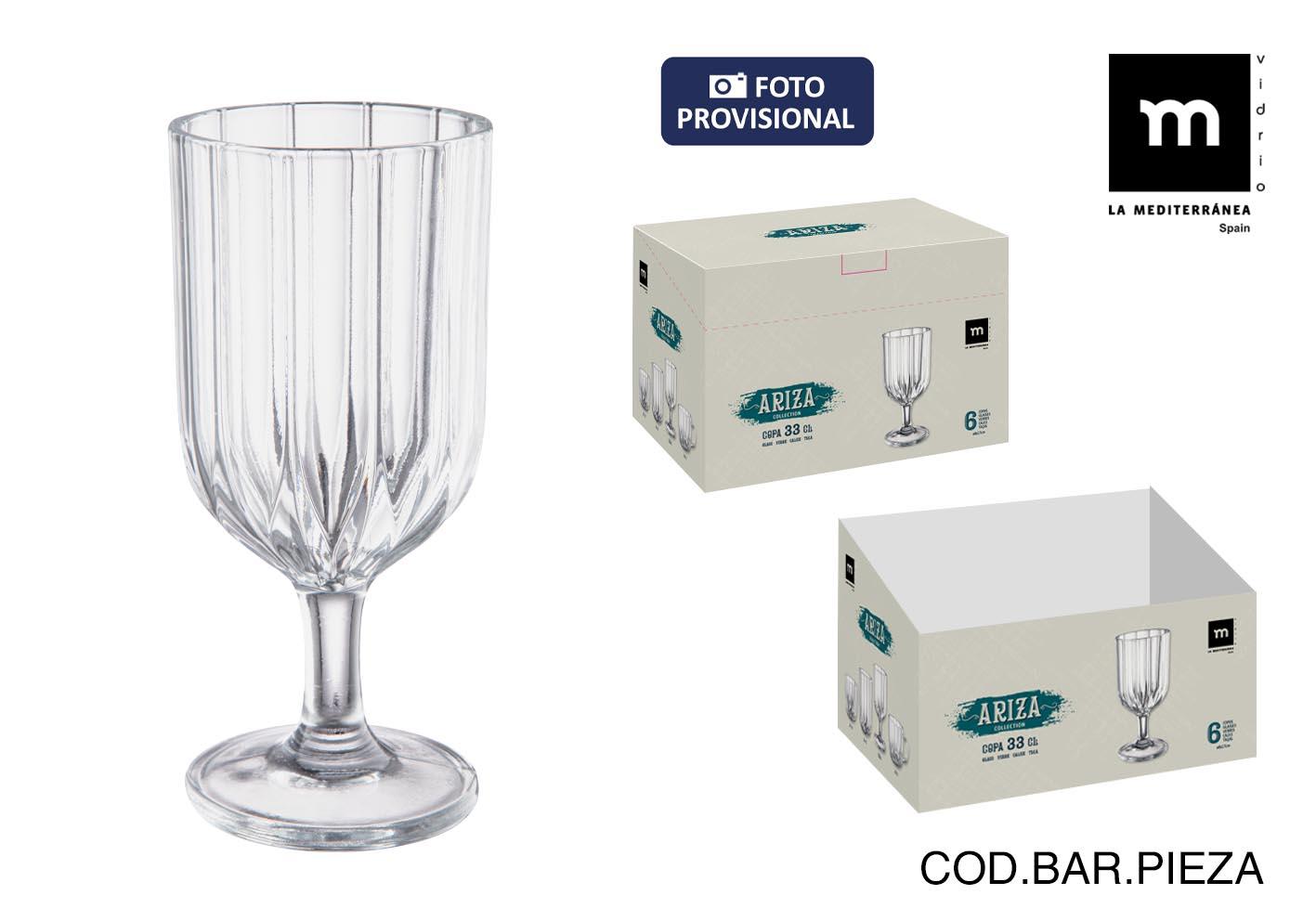 La Mediterranea Copa 330 ml "Ariza" Md - Colección Ariza, Ø7.9x17.1 cm, 373 g (24 Unidades)