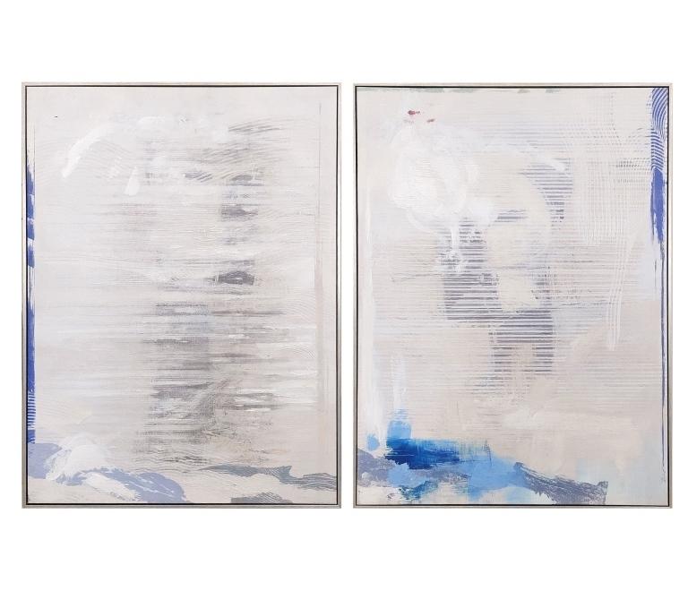 DKD Home Decor Cuadro Abstracto Urban de Lienzo con Marco PS Azul y Gris, 80 cm de Alto x 60 cm de Ancho x 3 cm de Profundidad (Pack de 2 Unidades)