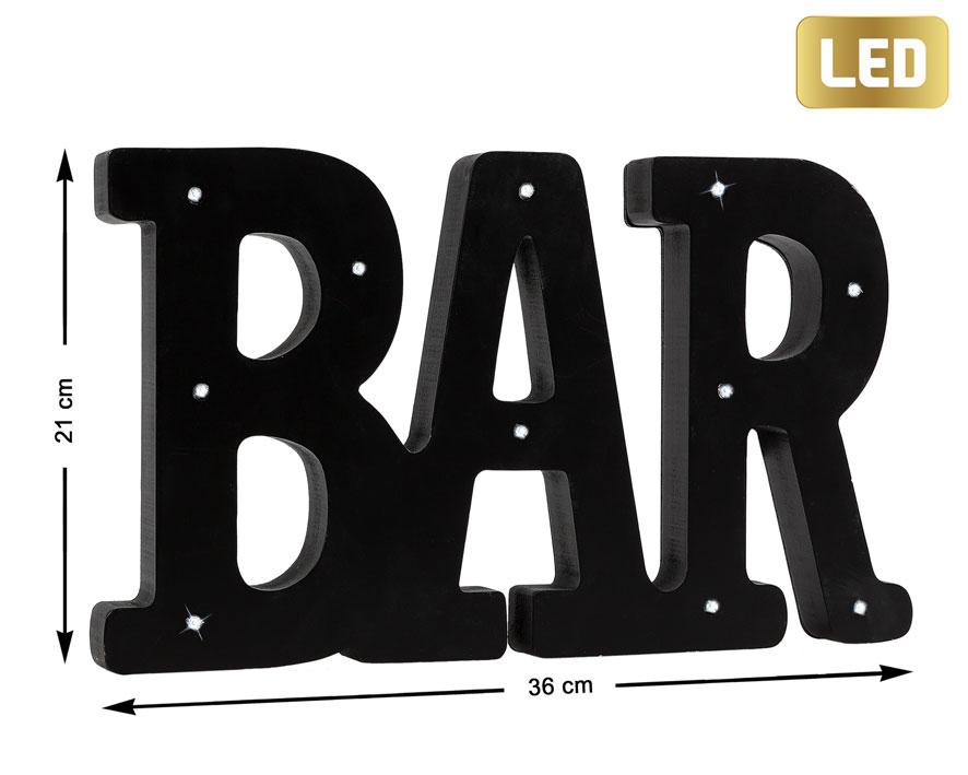 Rótulo Negro Luminoso Para Pared Bar 36x2x21 cm - Decoración LED Industrial