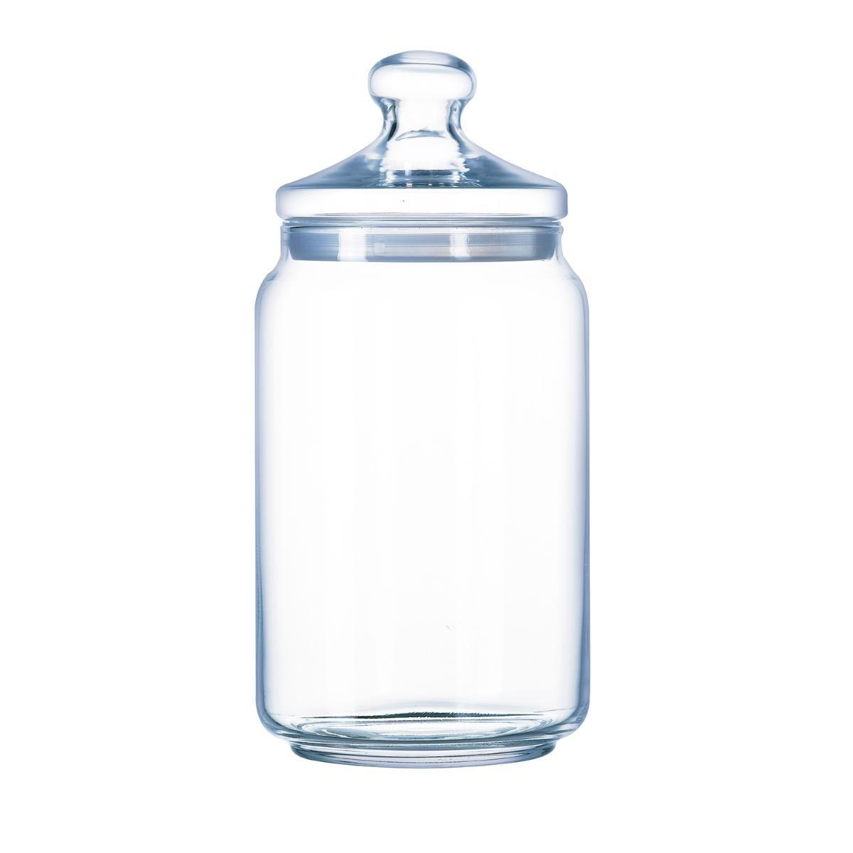 Luminarc Tarro de Vidrio Club 1 L con Tapa a Presión de Silicona, Transparente, Apto Lavavajillas, Fabricado en Francia