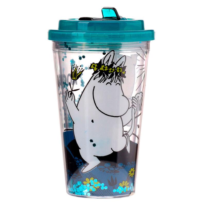 Puckator Vaso Moomin con Pajita de Plástico de Doble Pared 500ml para Bebidas Frías - Mantiene Líquidos Fríos Más Tiempo