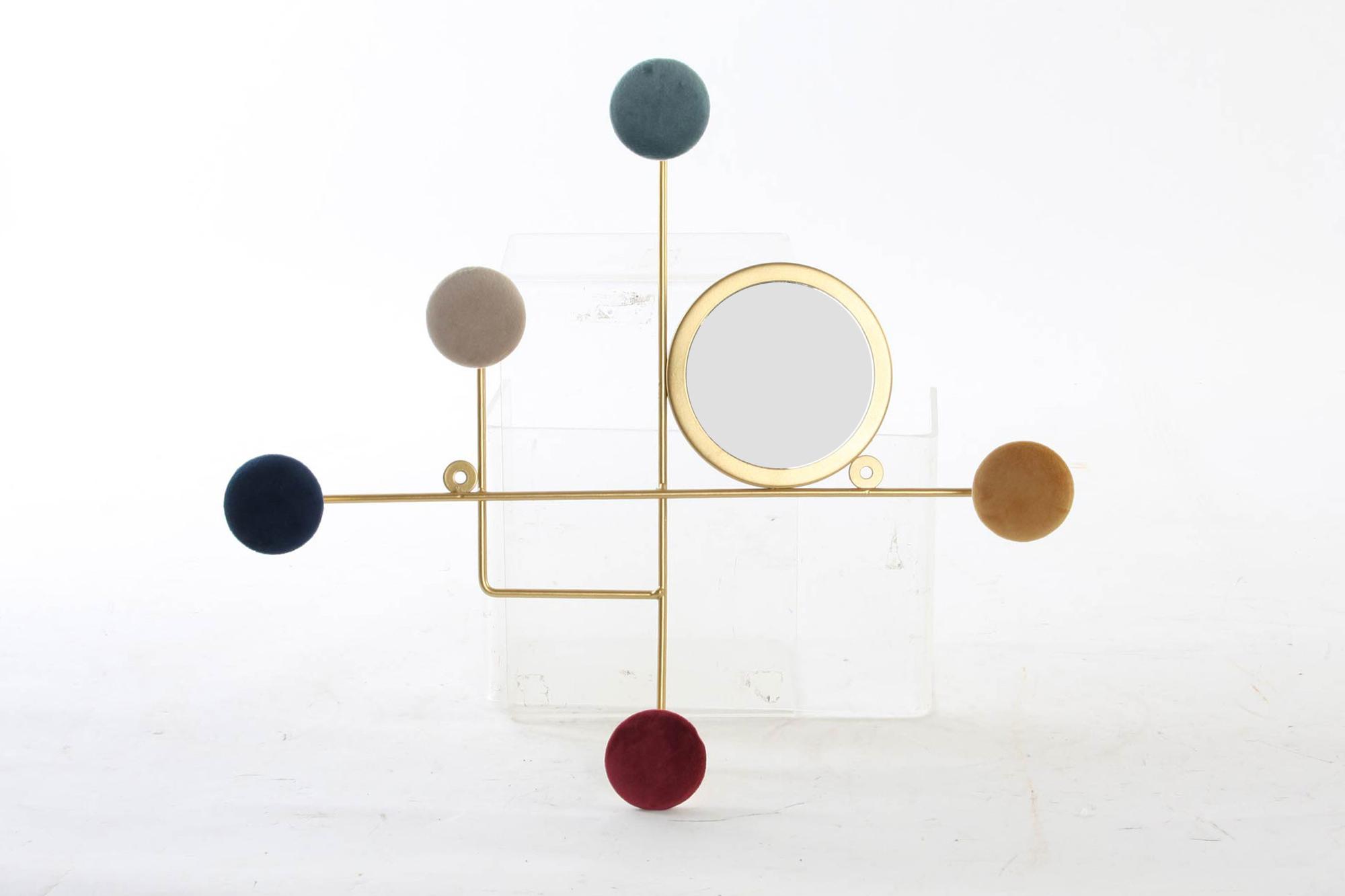 DKD Home Decor Perchero de Pared Urban Multicolor Dorado de Metal y Espejo - Pack 4 Unidades (Alto 38 x Ancho 43 x Largo 5 cm)