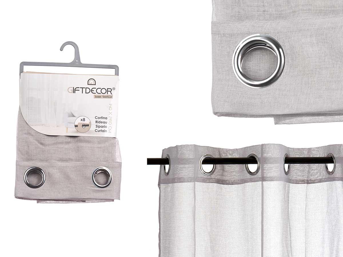 Giftdecor Cortina Visillo Gris Claro 140x260 cm (6 Unidades)